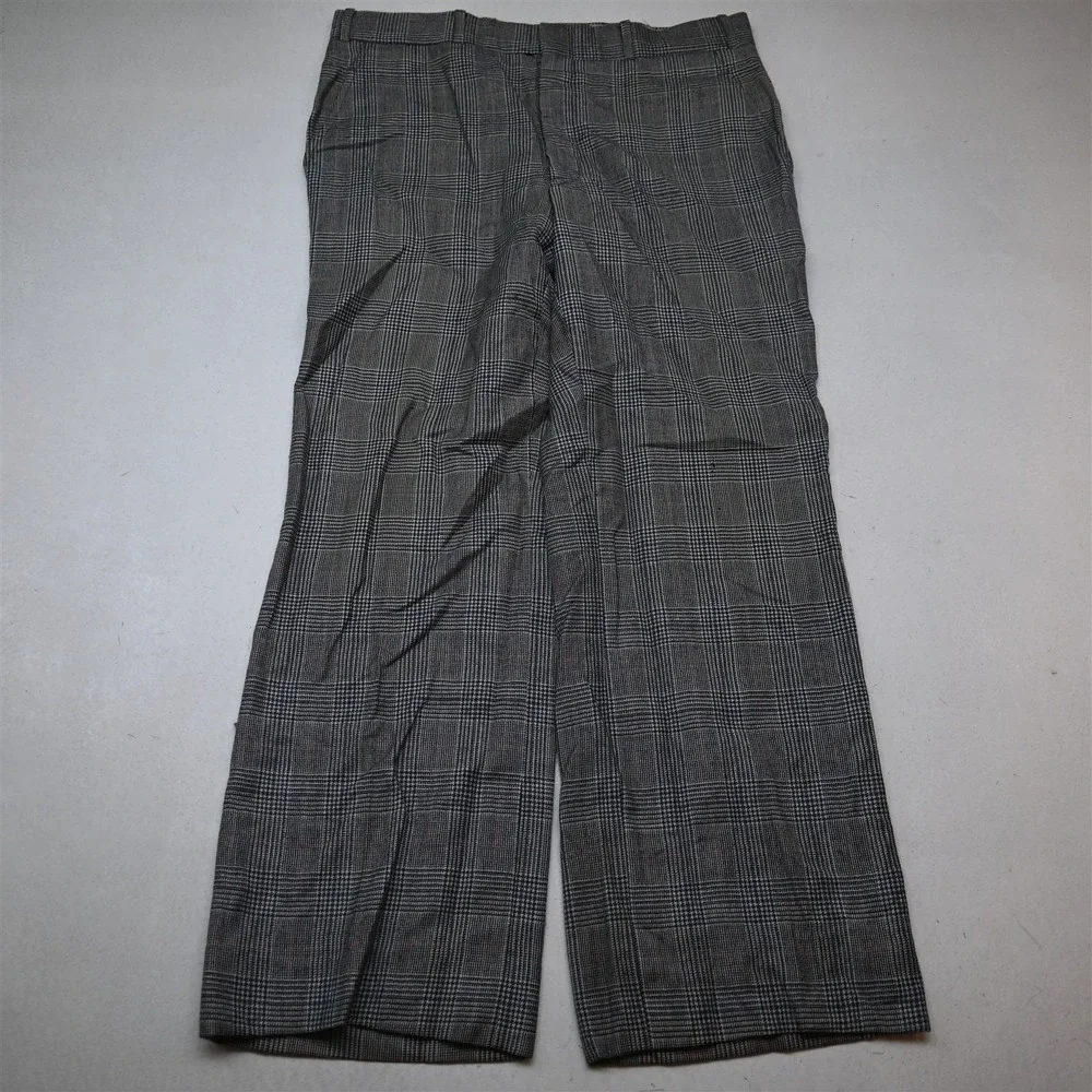 Vtg 44R 36x32 Blue Prince of Wales Check Flannel Wool Mens Jacket Pants Suit